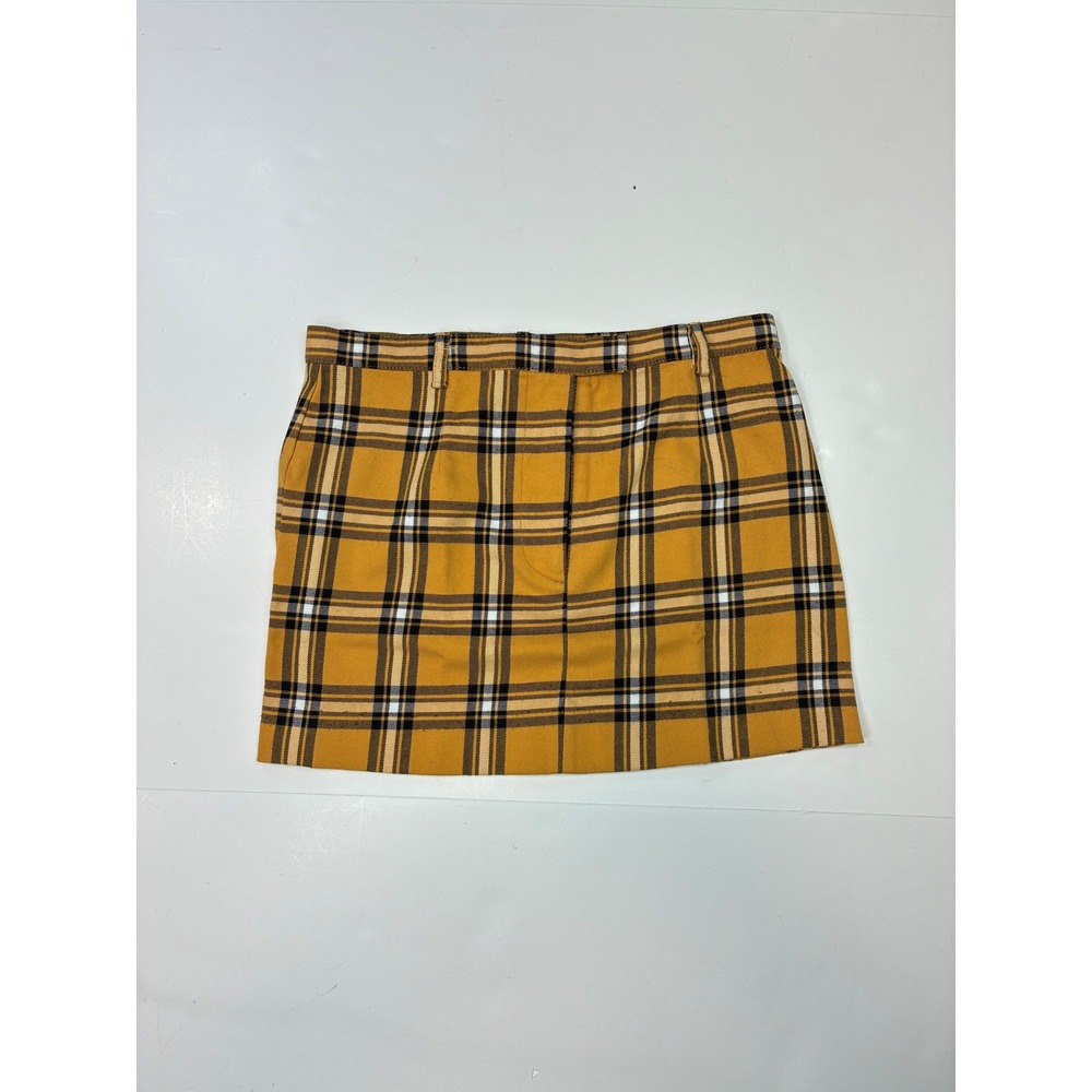 BB Dakota Womens Yellow Plaid Mini Skirt Size S Checkered Preppy 90s Style